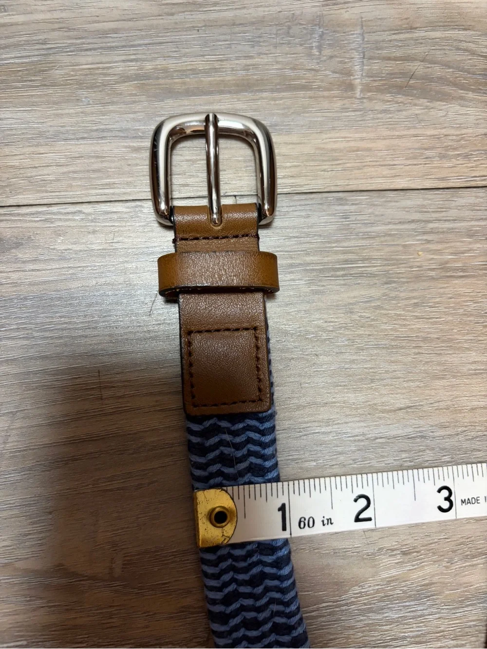 Janie and Jack Boys Blue Woven Stretch Belt Leather Trim Size 10-12